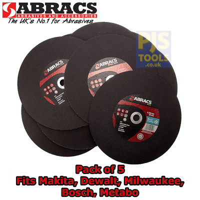 5 x Abracs 350mm x 2,8mm 25,4mm dünn Metall Trennscheiben Stahl Kappsäge