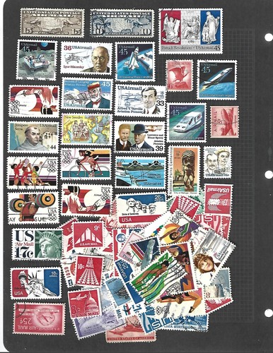 US , 63 Used Airmail Stamps, All Used, All Different & Sound