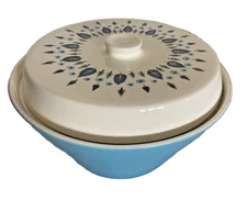 Vtg MARCREST Swiss Alpine CASSEROLE Dish Blue Green Mid Century