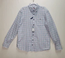 Johnnie O Hangin Out Flannel Shirt XL Blue Pink Check Long Sleeve NEW