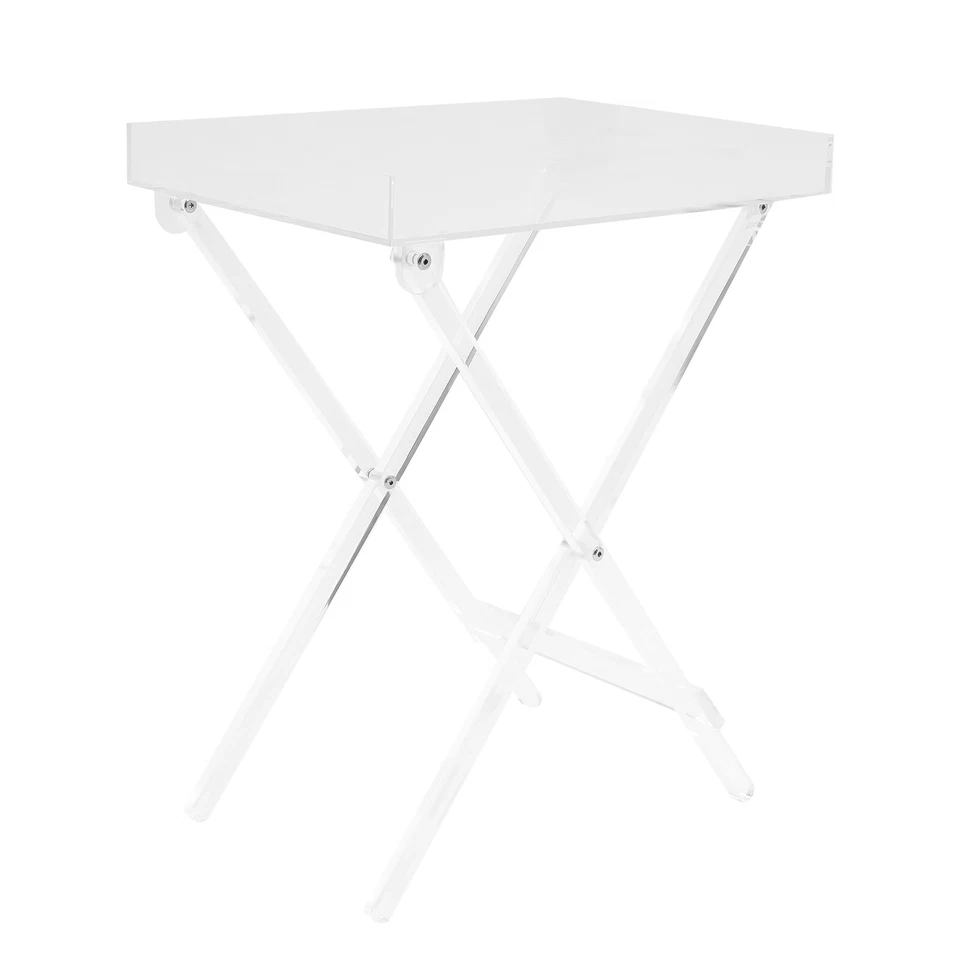 Foldable Table Acrylic Transparent Table Sofa Snack Coffee Laptop End Side Table - Image 3 of 4
