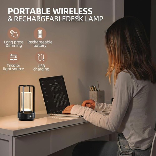 Crystal Lantern Table Lamp Cordless Rechargeable Touch Dimmable LED Night Lights - Picture 5 of 14