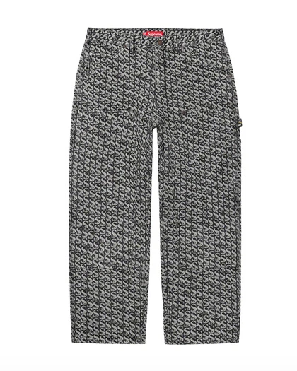 Pantalon peintre double genou Supreme Monogram noir taille 30 à la main