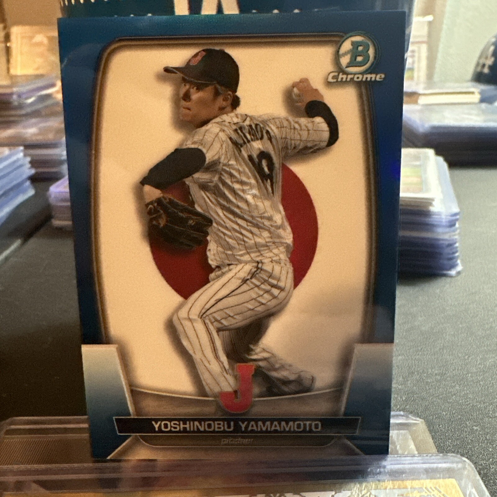 2023 Bowman Chrome  WBC Flag Variations Blue Refractor Yoshinobu Yamamoto /75 🔥