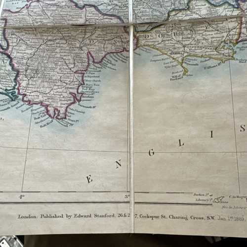 1889 Stanford's Folding PORTABLE MAP OF ENGLAND & WALES Railways (FM113) - Picture 3 of 9