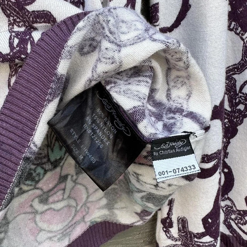 Vintage Y2K Ed Hardy by Christian Audigier Overprinted Women’s Hoodie Size M - Image 4 of 4