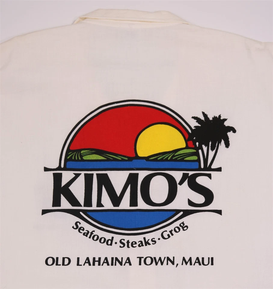Kimo's Maui 复古 80 年代 90 年代白色夏威夷纽扣衬衫 Crazy Shirt M 出品 — 第 2/4 张图片