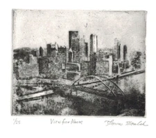 View From Above original etching of Pittsburgh, PA
