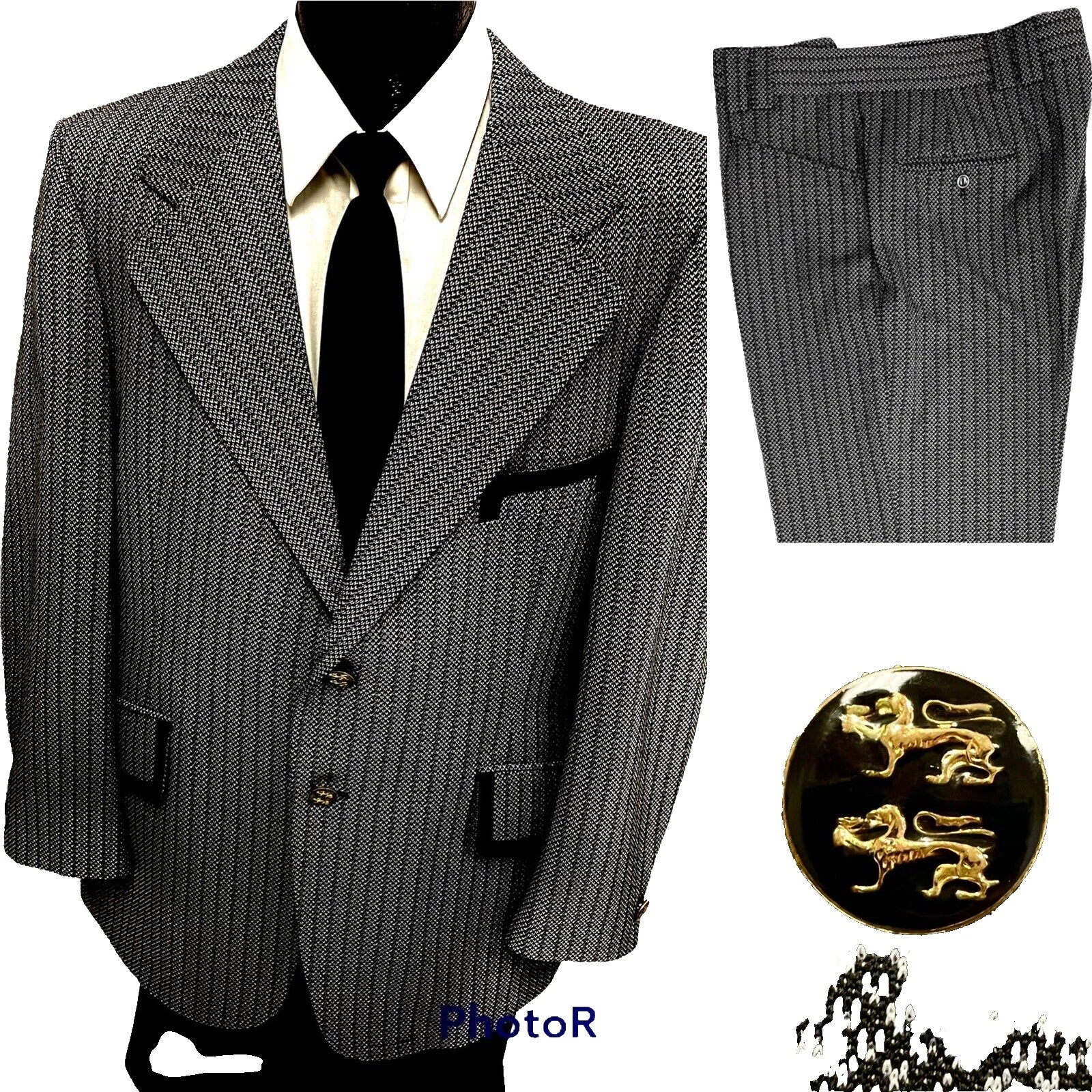 Black 30 Inseam Vintage Suits for Men