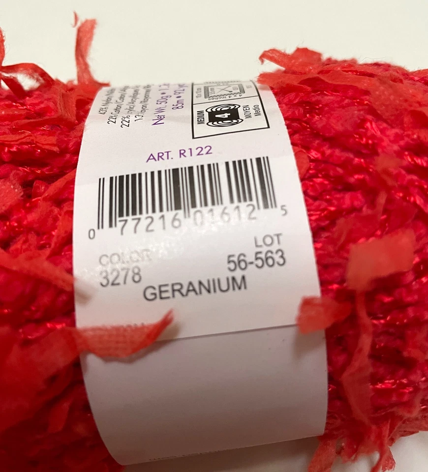 Moda Dea Tutu Geranium Red Fur Type Yarn Nylon Cotton Acrylic Rayon - Image 4 of 4