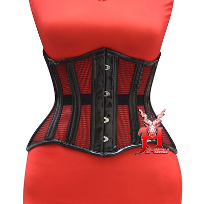 Double Steel Boned Under Bust Waist Trainer Gothic PVC Mesh Extreme Corset Hi-71