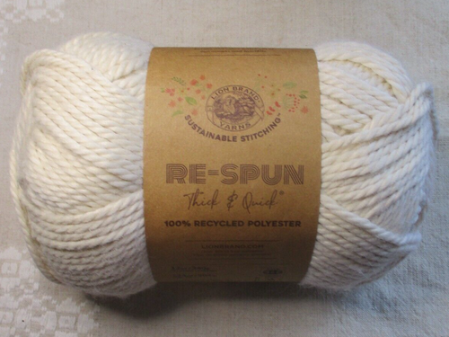 Lion Brand Yarns, RE-SPUN Thick & Quick, Whipped Cream, 12 oz, 223 yd, Polyester