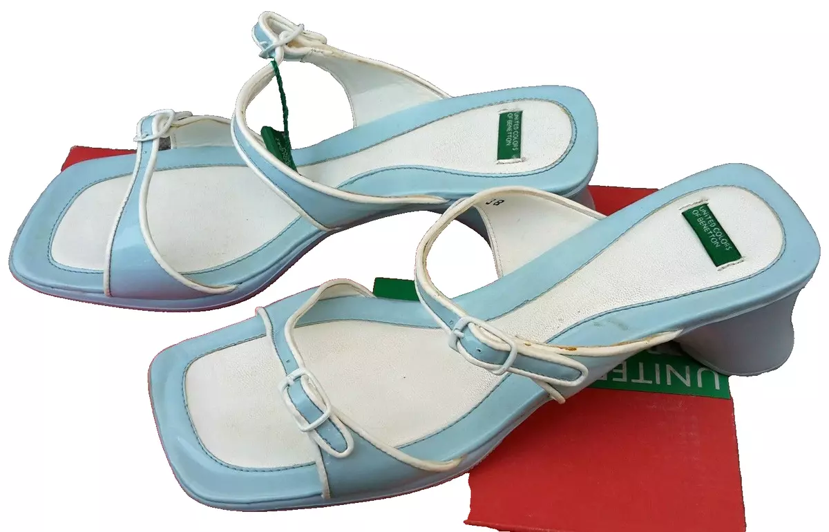 SCARPA SCARPE AZZURRO SANDALO DECOLTE DONNA BENETTON N. 38