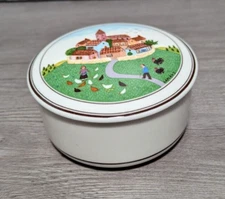 Vintage Design Naif by Villeroy & Boch 4" Scenic Art Trinket Box Decor Figurine