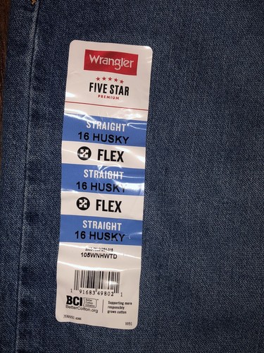 NWT Wrangler Straight Fit Adjustable Waist Five Star Jeans -Boys SZ 16 HUSKY - Picture 4 of 7