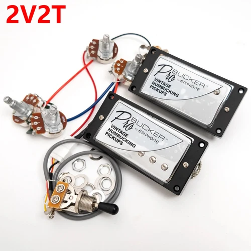 For Gibson Guitar Humbucker Pickups Set Chrome  Alnico V with 2C Wiring Harness