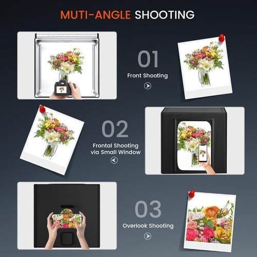 Fotobox 60x60x60cm Fotostudio Set 2 Led-Streifen Lichtbox Fotografie Tragbarer - Bild 5 von 8