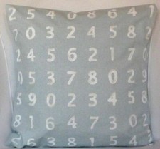 Number print Children baby Nursery Playroom grey blue cushion cover 16"X16