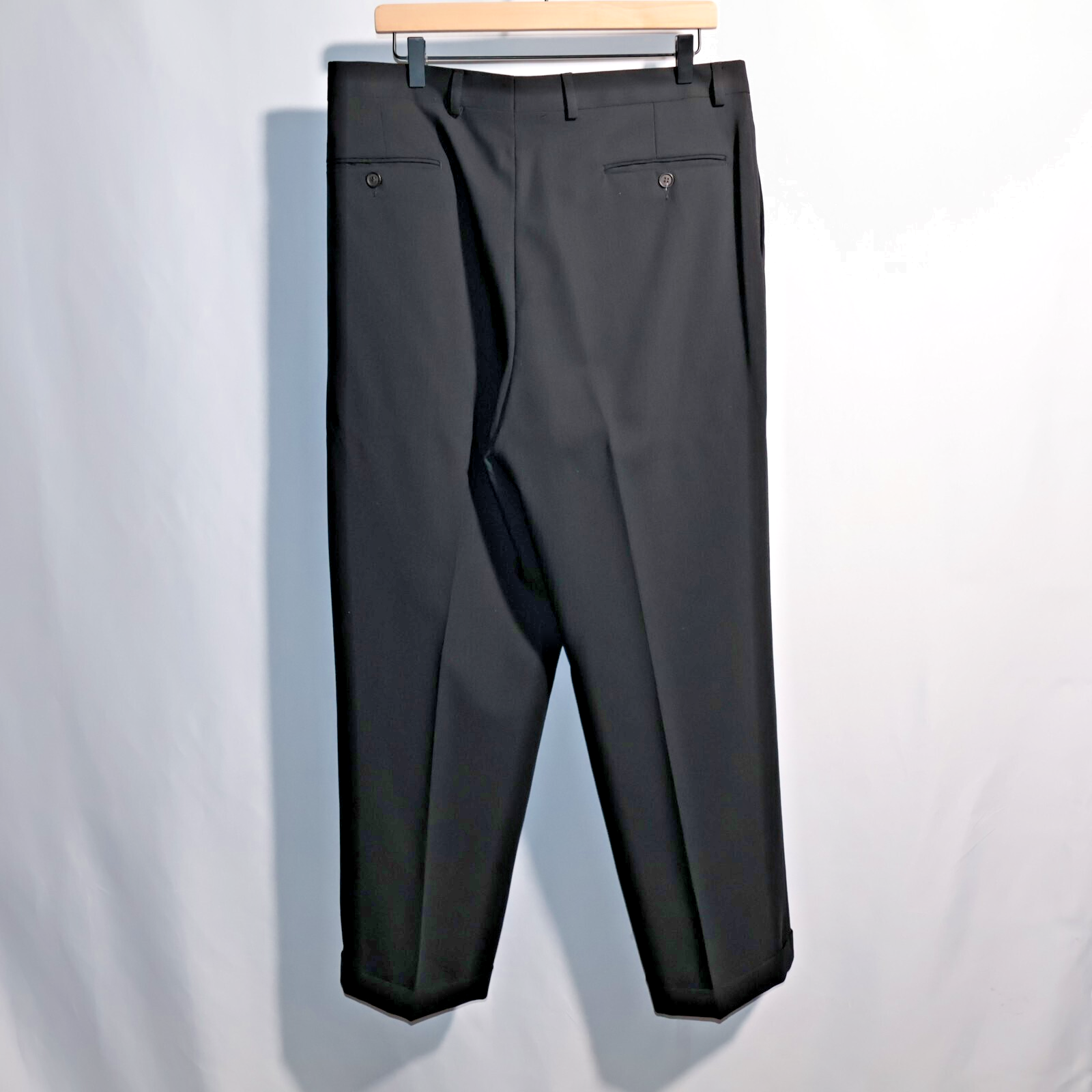 Pantalone elegante uomo Yves Saint Laurent YSL 34x28 nero plissettato polsini lana*