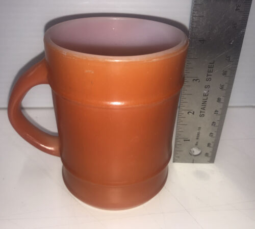 Fire King Coffee Mug Tea Cup Burnt Orange Barrel Vintage Replacement - Picture 2 of 7