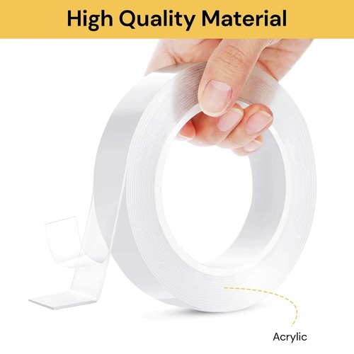 Reusable Heavy Duty Transparent Gel Tape Sticky Pads Adhesive Double Side Nano - Picture 4 of 12