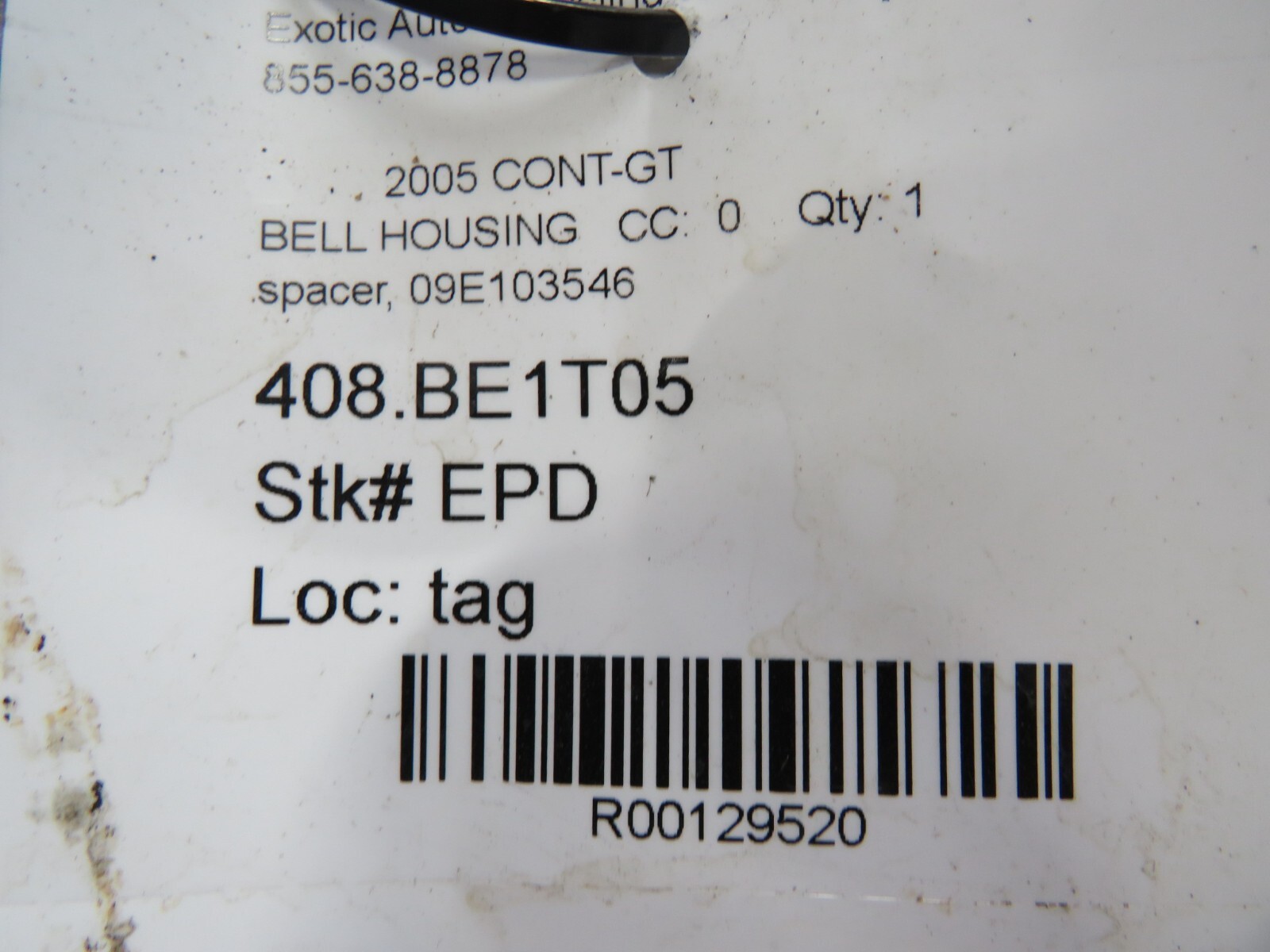 Bentley Continental, Bell Housing Spacer, Used, P/N 09E103546