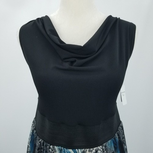 New JW Womens Jrs Medium Drape Neck Banded Stretch Waist Sheer Overlay Dress - Picture 3 of 12