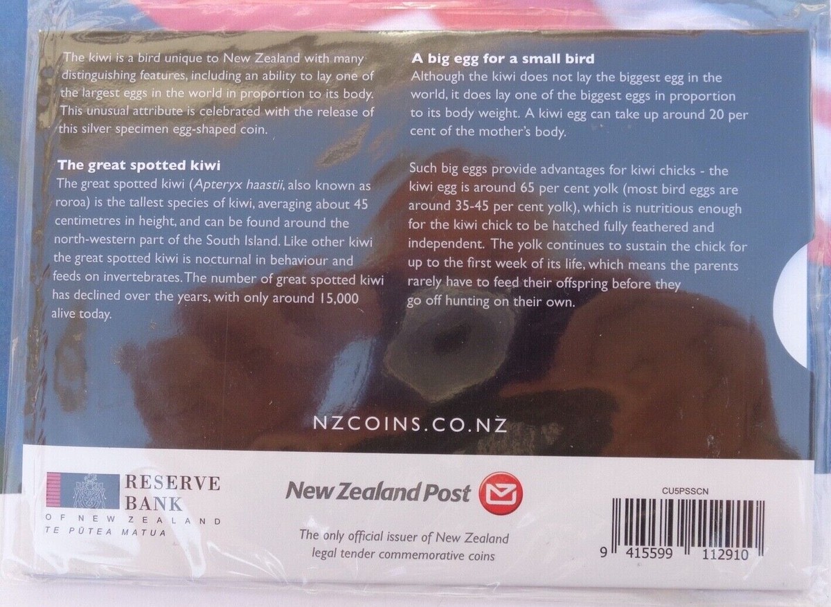 2016 New Zealand Great Spotted KIWI Specimen coin .999 fine