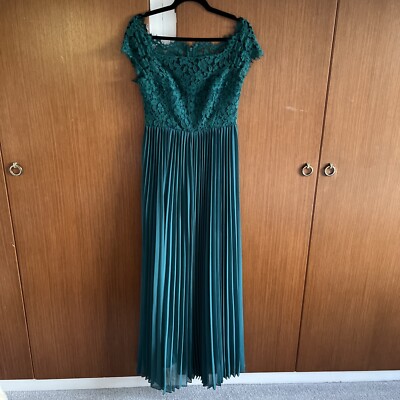 Long Green Evening Dress Whistles size 8 off the shoulder | eBay UK