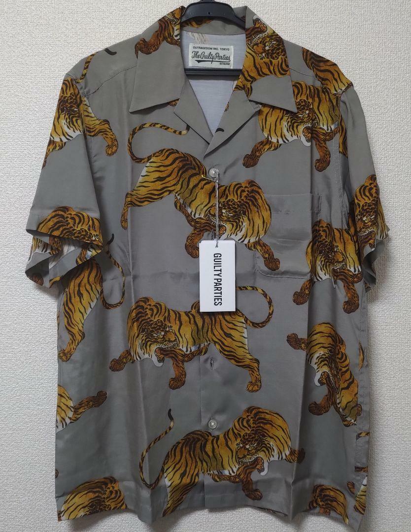 WACKO MARIA Rayon Tiger Aloha Hawaiian Men's Shirt Size S Gray JAPAN NEW