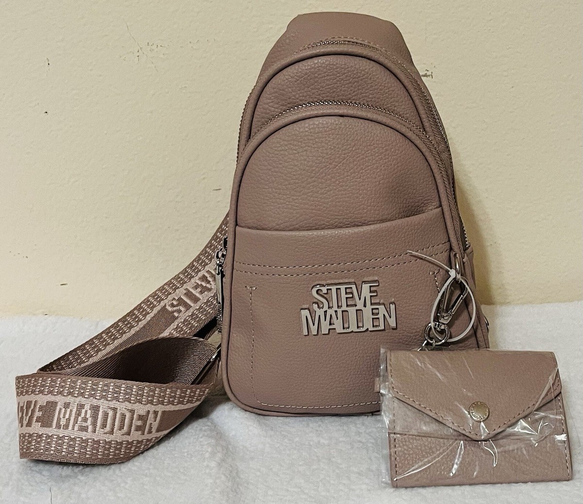 NWT Steve Madden Backpack with Small Wrislet Gold Accents Functional & Pretty Steve Madden Logo Mustard Yellow Gold Mini Backpack Purse  main image 4