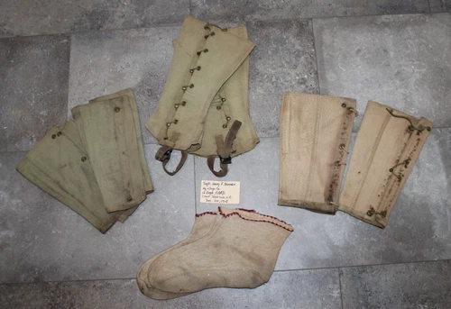 WW1 WWI Id'd US Army Military Canvas Spats Leggings / Leg Covers Socks