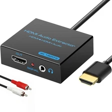 4K HDMI Audio Extractor Splitter Adapter with RCA AUX 3.5mm Out for PS4 Blu Ray
