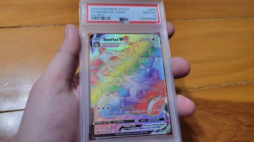 Pokémon Snorlax VMAX Secret Rare Rainbow Holo 206/202 Sword & Shield PSA 10