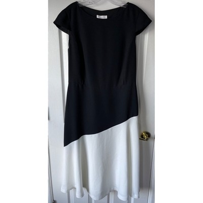 Emmerson Rose Dress Womens 12 Midi A Line Career Classic Modest Colorblock Zip