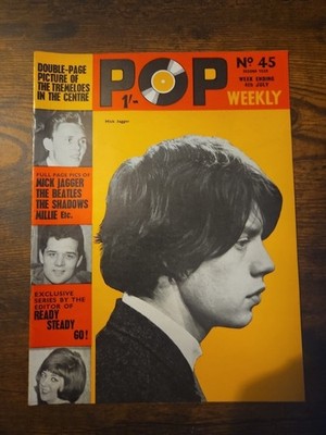Pop Weekly Magazine Rolling Stones Mick Jagger 1964 No.45