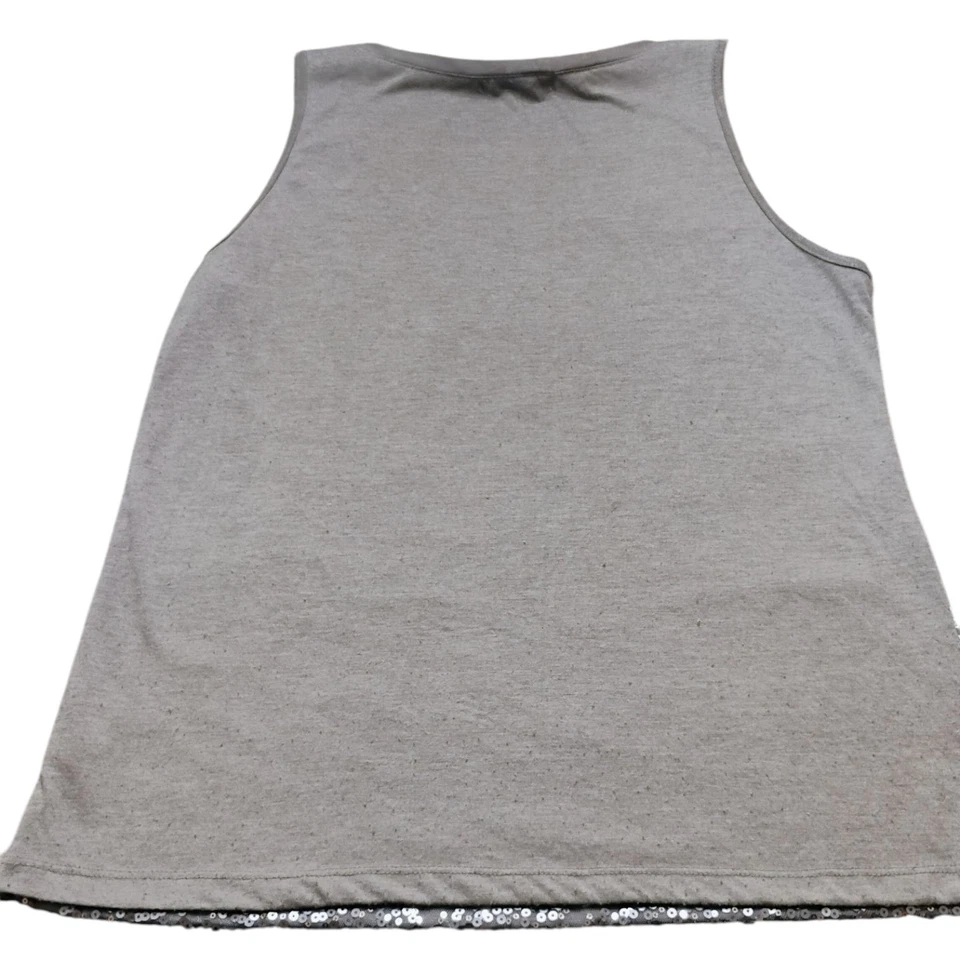 Blusa Liz Claiborne Feminina Tamanho XL Y2K Lantejoulas Brilhantes Cinza Sem Mangas - Imagem 3 de 4