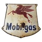 Vintage Mobil Gas Sign - Gasoline Advertisement Mobilgas Pump Porcelain Sign