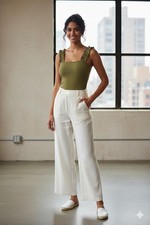 Le Lis Collection Olive Green Ribbed Ruffle Bodysuit - Size Large