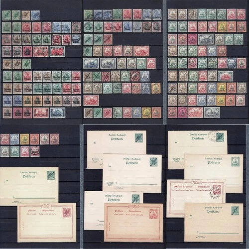 GERMAN COLONIES  1898 / 1919  185 STAMPS + 10 STATIONERY CARDS