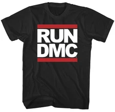 Run DMC Logo Mens T Shirt Black Rock Rap Band Officially Licensed - XL