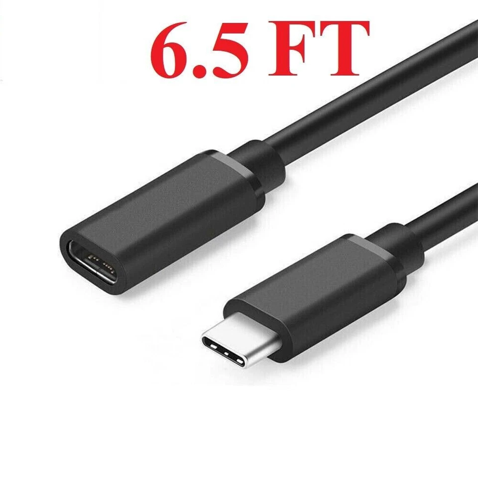 NEW Type C USB 3.1 Male to USB-C Female Extension Data Cable Cord Black - Image 2 of 4