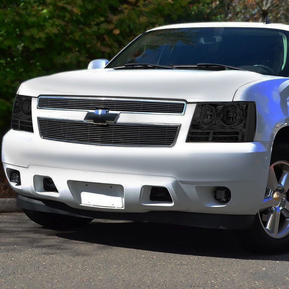 Smoked LED DRL Headlights For 2007-2014 Chevy Tahoe & Suburban - Pair With Turn Signals