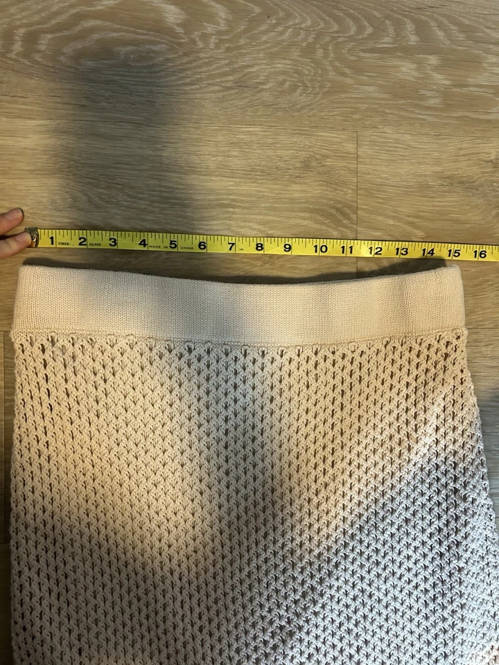 Nine West 针织中裙女式大号米色内衬弹力腰侧开衩 — 第 4/4 张图片