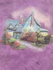 Thomas Kinkade Men's T-shirt   Purple Cottage 2XL #3898 NWT