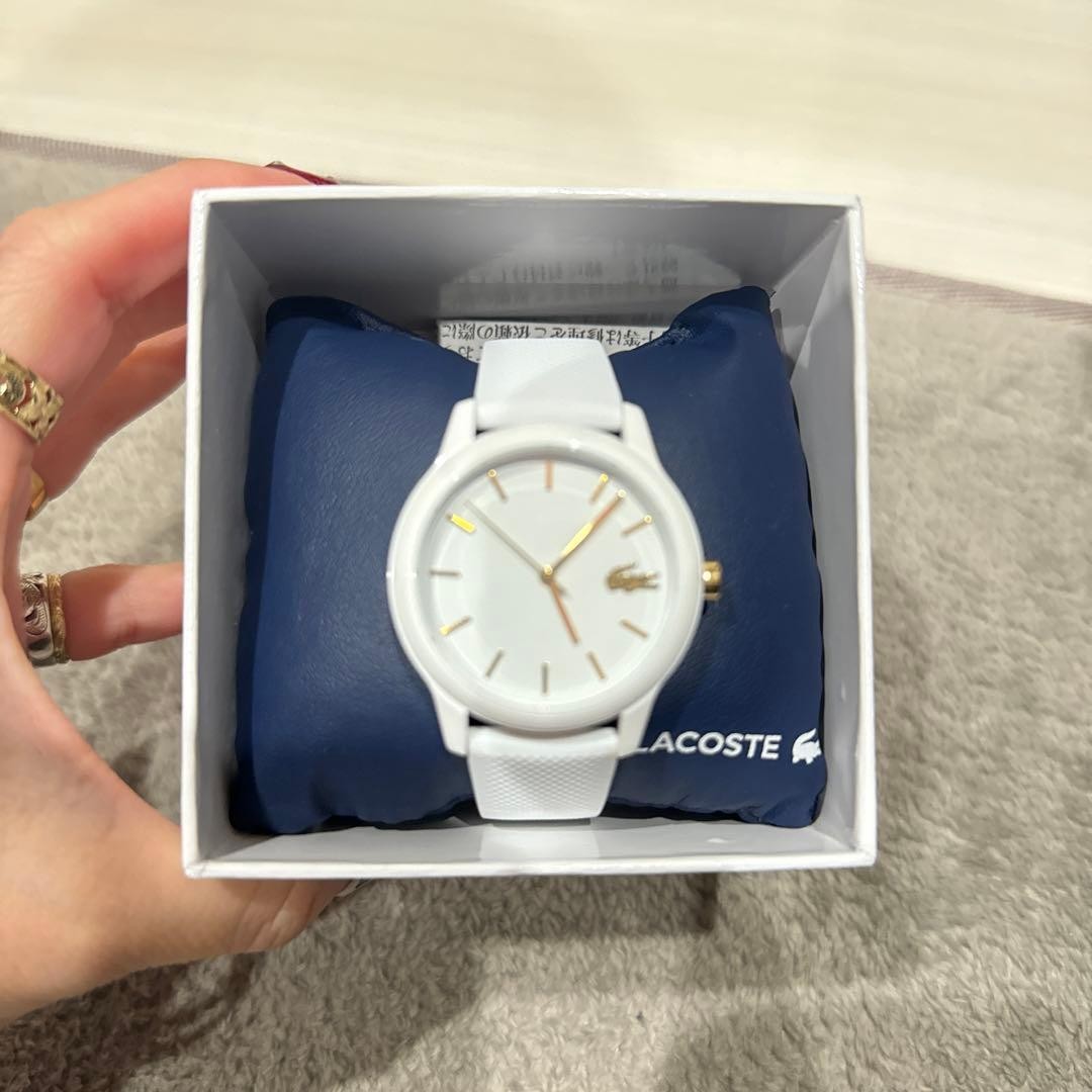 LACOSTE Women's Quartz Watch 35mm Resin Band Used White Waranty Card