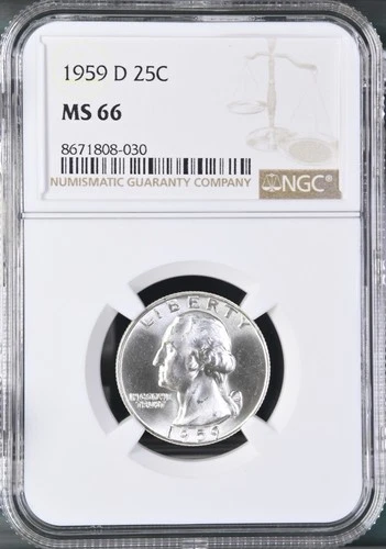 1959-D  25C Washington Quarter Dollar NGC MS66  8671808-030