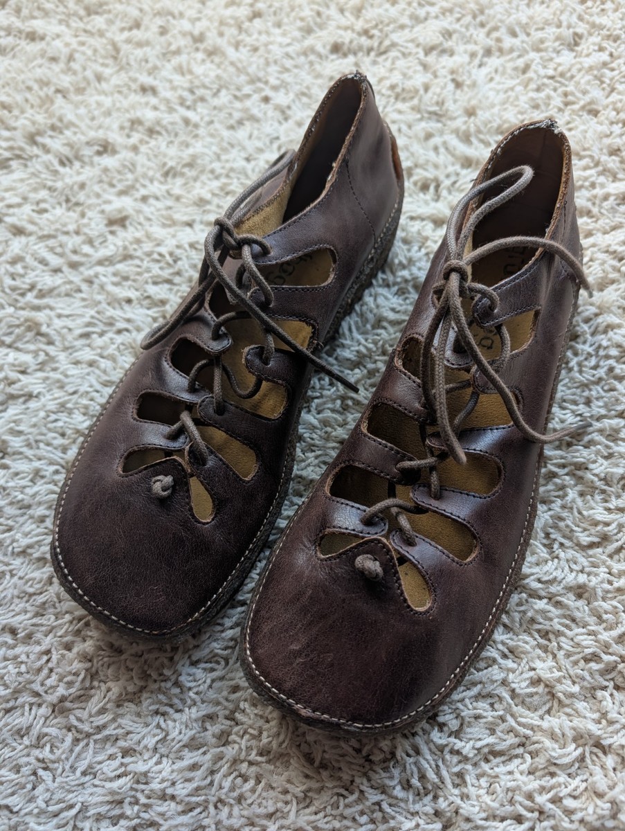Groundhog Brown Leather Strappy Lace Up Shoes | sz 7/eu38 | eBay