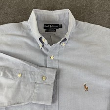 Ralph Lauren Yarmouth Oxford Shirt Mens 17-33 Blue Button Down Multi-Pony OCBD