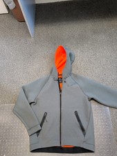 MENS NIKE DRI FIT GRAY/ORANGE FLEECE LINED FULL ZIP HOODED JACKET SIZE LARGE